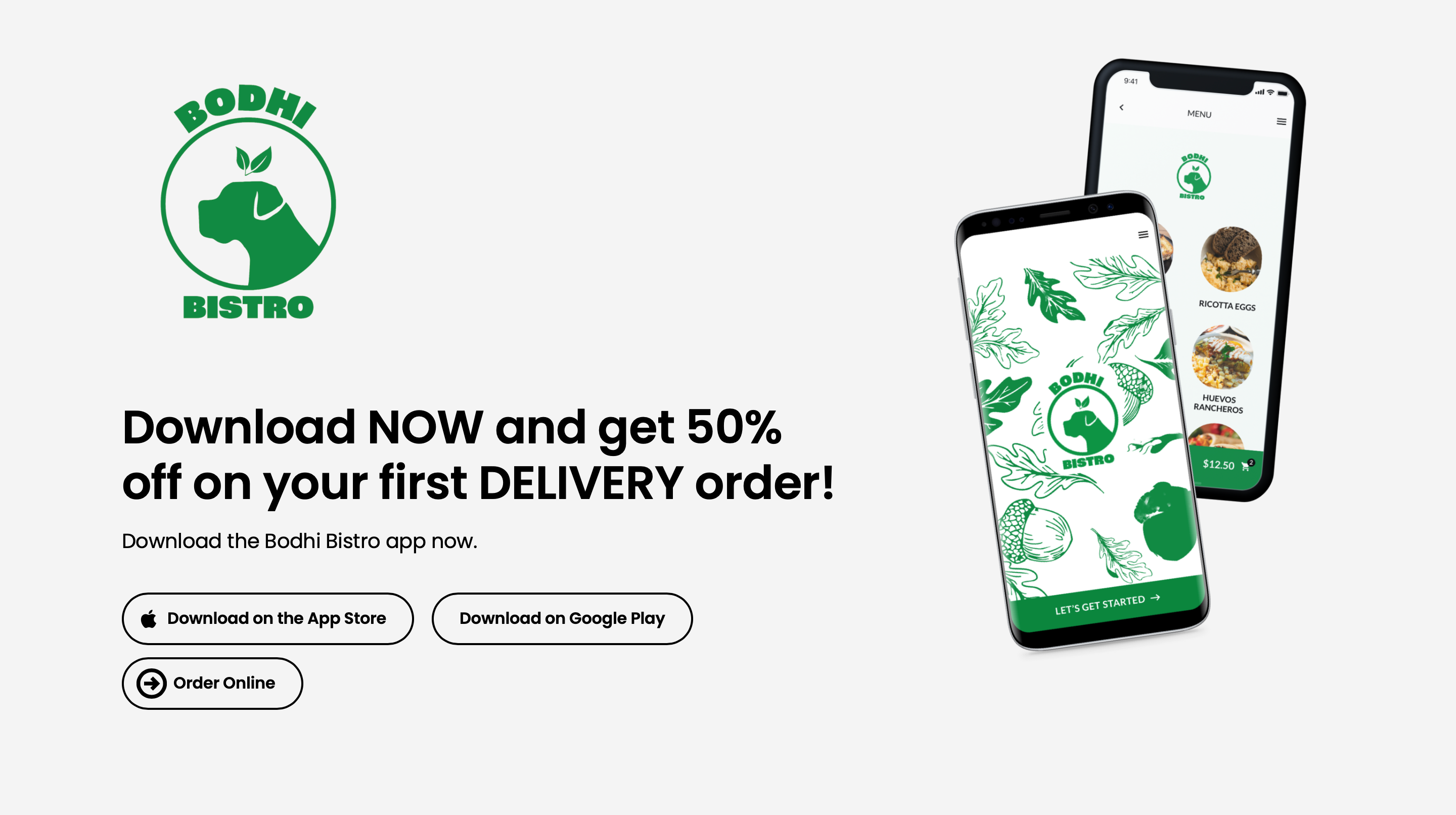 Bodhi Bistro app on mobile devices